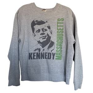 Vintage JFK Kennedy Sweatshirt Massachusetts Delta Fleece Gray XL